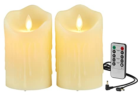 Velas recargables, velas LED con gotas de cera, velas de Halloween, velas LED con mando a distancia, velas parpadeantes sin llama, velas para exteriores con temporizador, cable de carga incluido, 15