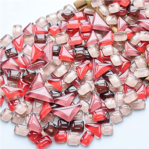 Unregelmäßige Glasmosaikfliesen zum Basteln, kleine zufällige Farbe, DIY, kreative Heimdekoration, Vasen, Tassen, Bilderrahmen, Blumentöpfe, 500 g (rote Serie)