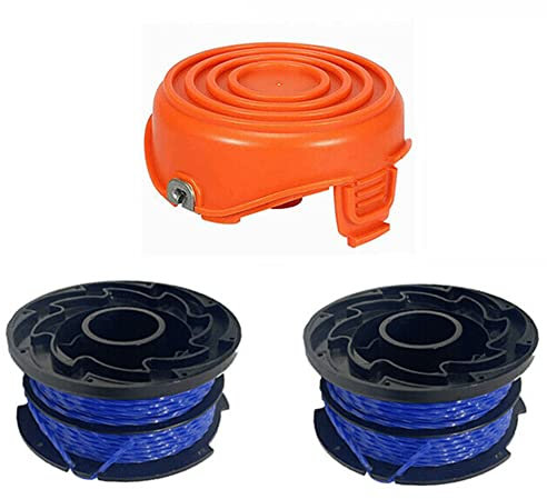 2Pcs Grass Trimmer Spool Line with 1 Spool Cap Replacement for Black & Decker GL315 GL650 GL337SB GL546SC GL651SB GL652 GL656 GL670