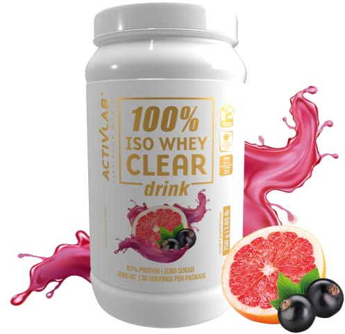 Activlab 100% Iso Whey Clear Drink 750g, 83% PROTEIN, 30 Portionen x 25g, BCAA, Zuckerfrei, fettfrei, köstliches, erfrischendes WPI-Molkenproteinisolat, Muskelaufbau, Grapefruit-Johannisbeer-Geschmack