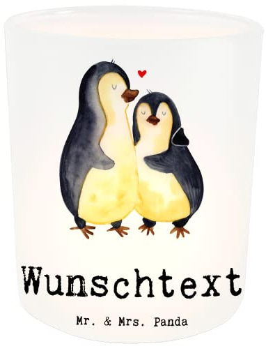 Mr. & Mrs. Panda Windlicht personalisiert Pinguin Bester Mann der Welt - Personalisierte Geschenke, Beste, Windglas, mit Namen, Kleinigkeit, Laterne, Ehe, Kerzenhalter, Freund, Partner, Danke