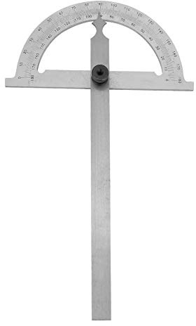 Rapporteur Angle 180° Rotatif 80x120mm, Acier Carbone Chromé, Règle Mesure Gravée Précise