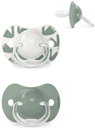 Suavinex Confezione 2 Ciucci con Tettina in Silicone Simmetrica SX Pro, per Bambini 6-18 Mesi, Ciuccio Neonato, con Tettina Piatta e Flessibile, Walk in the Park Verde