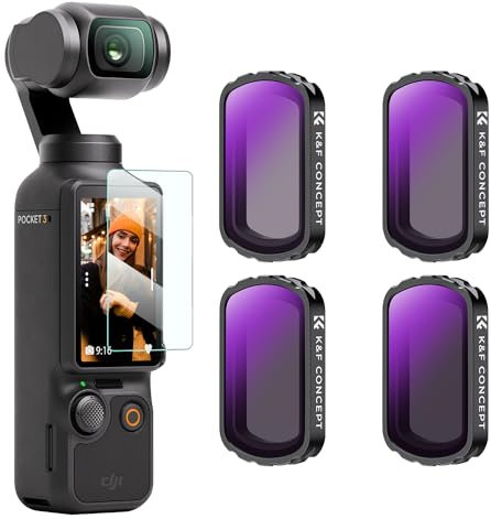 K&F Concept 4Pack- ND4, ND8, ND16, ND32 Filters Compatible with Osmo Pocket 3, Magnetic ND Neutral Color Optics, Multi-layer Coatings Neutral Density Filter