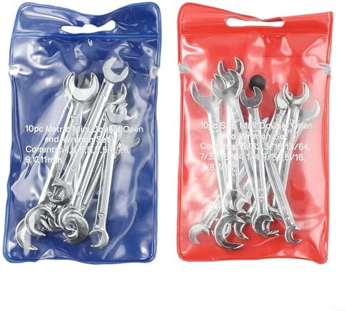SPORTARC 20PCS Combination Wrench Set, Combination Spanner Set Small Wrench Metric SAE Imperial Tool, Mini Open End Wrench and Box Wrench