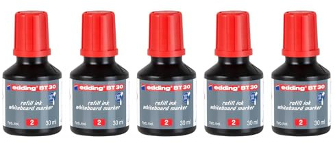 EDDING Set mit 5 Fläschchen für 30 ml Tinte Rot BT 30 für Whiteboard-Marker