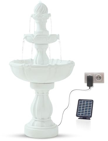 Bloomida Fontana solare per fontana da esterno con LED I Fontana da balcone/giardino Fontana ornamentale solare, vasca per uccelli da interno e da esterno I Fontana a cascata da esterno Fontana