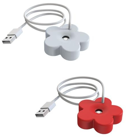 hobbyme 2 humidificadores pequeños USB, humidificador portátil creativo de flores, fácil de usar, mini humidificador de aire silencioso de plástico para el hogar, dormitorio, oficina, escritorio