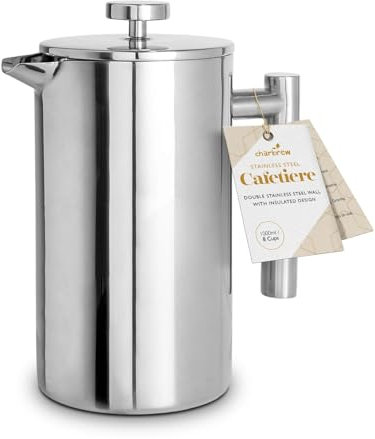 Charbrew Stainless Steel 1000ml Cafetiere French Press Coffee Maker Brewer Double Walled Insulation