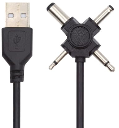 CY Cavo USB 2.0 tipo A maschio a 4 in 1 CC 5 V, 5,5 x 2,1 mm, 4,0 x 1,7 mm, mono 3,5 mm, 2,5 mm, jack di alimentazione, connettore cilindrico, cavo di ricarica
