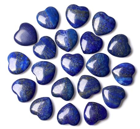 QINJIEJIE 20 Stück Lapislazuli Herz Edelsteine Heilung Kristall Set Natürliche Steine Herz Stein Reiki Kristalle für Meditation 0,6 Zoll