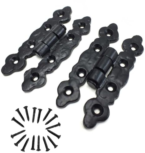 SCORPIO HARDWARE® Butterfly Cupboard Cabinet Door Hinges Pair Black Antique Cast Iron for Cabinets, Small Doors, Chests, Boxes