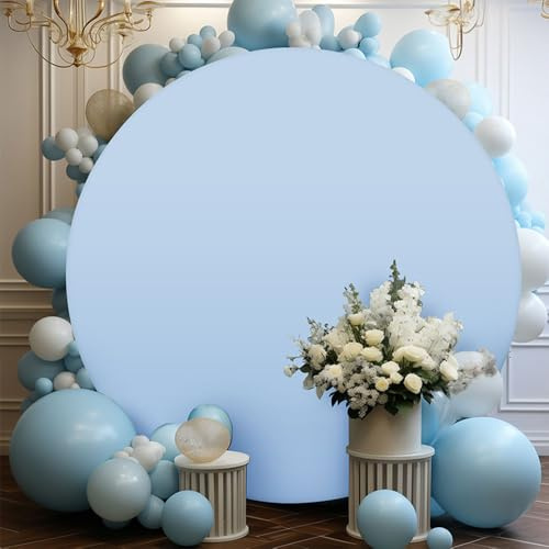 FANSU Toile de Fond Ronde en Forme d'Arche, Rond Arche Mariage Couverture, Housse de Toile de Fond pour Décoration de Mariage, Cérémonie, Fête d'anniversaire (Bleu Ciel,220cm)