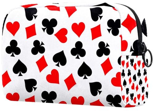 Poker Hearts Clubs Spades and Diamonds Cosmetic Bag for Women, Travel Toiletries Bags Large Makeup Handy Pouch Organiser Bag with Zipper