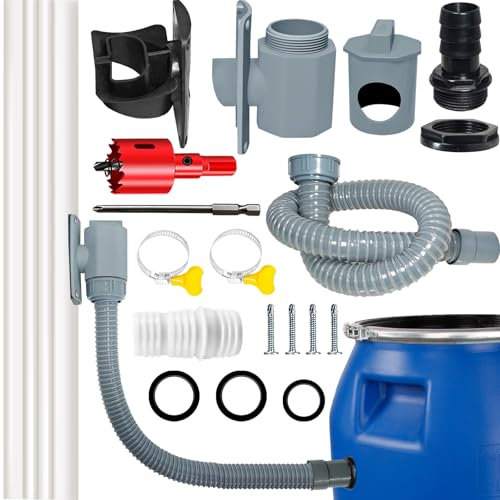 Raccolta dell'acqua piovana, raccoglitore per tubi di scarico quadrati da 60 a 80 mm, raccolta pioggia con accessori di montaggio, collegamento per serbatoi di pioggia, tubo di scarico per tetti fino