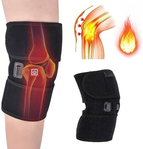 Heated Knee Support, Electric Heated Knee Pad, Heating Knee Brace Wrap with USB Charging, Knee Massager for Knee Keep Warm Joint Pain Relief Arthritis Hot Therapy Physiotherapy