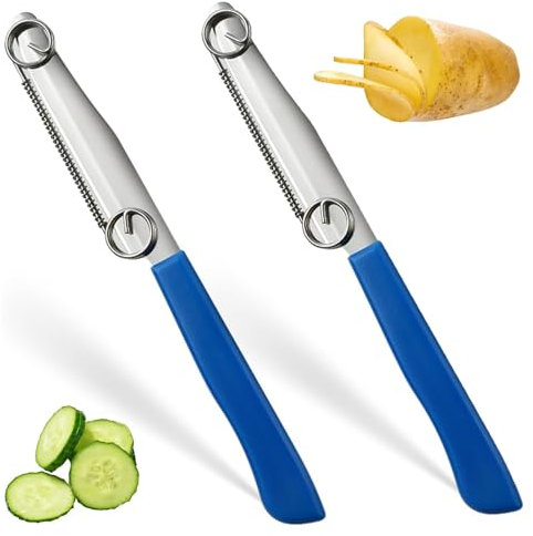 WERIGONI Set Pelapatate Julienne Magic Knife da 2 Pezzi, Taglierina Rapida 3 in 1 in Acciaio Inossidabile, Pelapatate per Frutta e Verdura con Molla Rimovibile