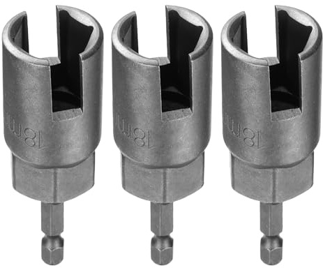 QUARKZMAN 3 Stück H18 Flügelmutter-Schraubendreher 18mm metrische 6-Punkt-Steckdose 1/4 Sechskantschaft Power Deep Slot Flügelmutter Bohrer Bit CR-V Stahl | metrische 6-Punkt-Steckdose, Power Deep Slot Flügelmutter Bohrer Bit, 1/4 Sechskantschaft