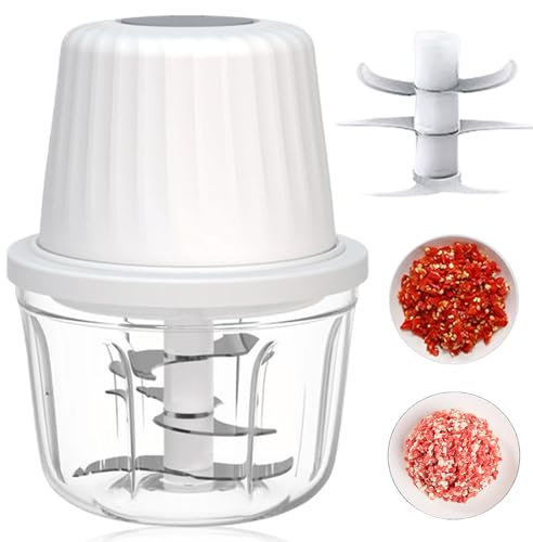 Cortador de cebolla eléctrico, 400 ml, picadora de cebolla, picadora eléctrica multipicadora de cocina, recargable con cable de carga, batidora universal, picadora de verduras para carne, cebollas