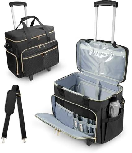 SUNDOY Bolsa con ruedas para profesores con carrito desmontable, impermeable y duradera, con compartimento para archivos expandible, se adapta a portátiles de hasta 17.3 pulgadas, libros y suministros