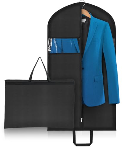 Niviy Kleidersack Anzugtasche 110x60cm Schwarz | Atmungsaktive Oxford Kleiderhülle mit Tragegriff, faltbar für Anzüge, Hemden, Kleider und Reisen