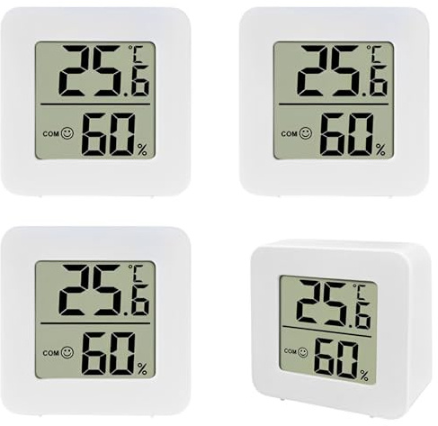 4 Pcs Room Thermometer, Thermometer Room Temperature, Digital Thermometer Room, Indoor Outdoor Hygrometer with High Accuracy for Home Office Baby Room