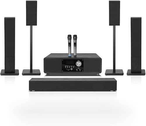 100W Home Theater Sound System, 5.1 Bluetooth Wireless Surround Sound, 5 Speakers with Remote Control, Immersive 360° Stereo Sound for Ultimate Home Entertainment