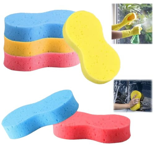 6 Pezzi Spugne Multiuso Grandi per la Pulizia, 22x11x4.5cm Spugna per la Pulizia Della Carrozzeria, Spugna Lavaggio Auto Antigraffio, Spugna Auto Super Assorbenti,per Auto Lavaggio Auto Cucina Pulizia