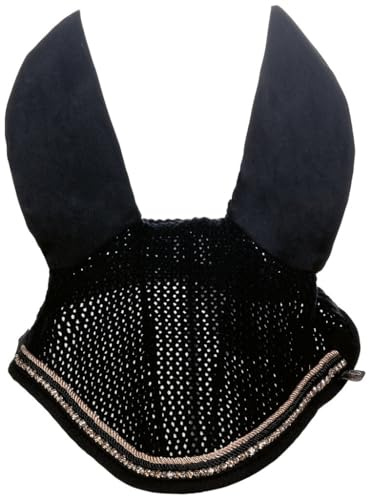 HKM Rosegold Glamour Style Fliegenhaube, Schwarz/Rosegold, Vollblut