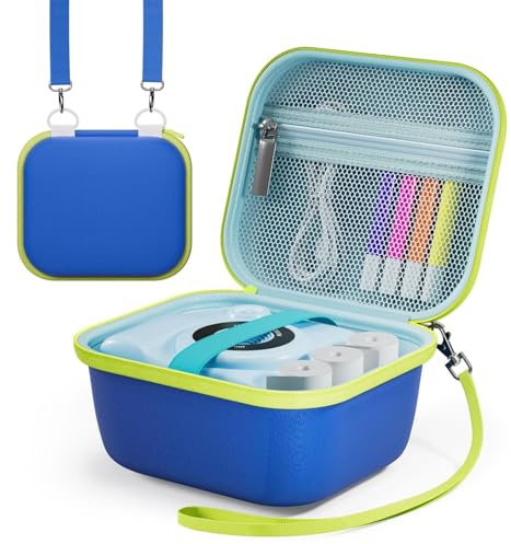 ProCase Pochette pour Appareil Photo Instantané Enfant, Housse pour ASTGMI/HiMont/Hangrui/TIATUA/CalineGam, Étui Universel pour Appareil Photo Compact, Caméra Enfant et Papier et Câbles -Bleu
