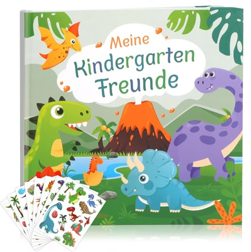 HOWAF Freundebuch Kindergarten Junge Meine Ersten Freunde Freundebuch Dino Meine Kindergartenfreunde Buch Freundschaftsbuch Kindergarten Kindergartenfreundebuch für Kita Kindergartenkinder