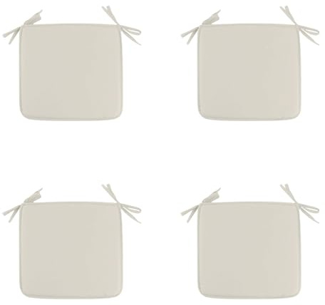 4er Set Quadratisch Stuhlkissen mit Bändern, 40x40 cm Bequemes Sitzkissen Sitzpolster für Stuhl Weiches Stuhlauflage Sitzauflage Dekokissen für Innen- & Außenbereich (Beige)