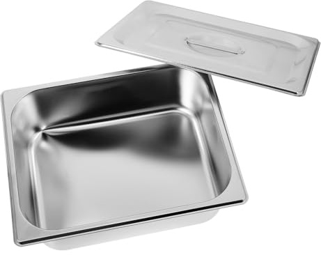 VALICLUD Bac Gastronorme 1/1 33x265x100mm Avec Couvercle Hermétique En Acier Résistant, Usage Professionnel, Pour Buffets D'hôtel Et Traiteurs, Lot 2 Pièces