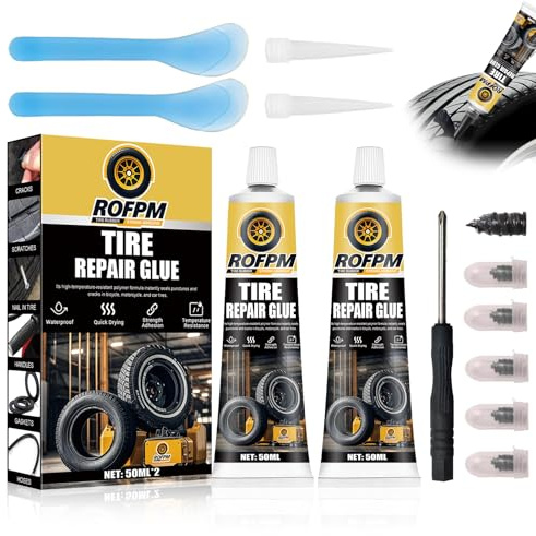 2 adhesivos de goma negra extra fuerte, resistente al agua, adhesivo de reparación de neumáticos, pegamento para reparación de neumáticos, pasta de montaje de neumáticos, adhesivo vulcanizador para