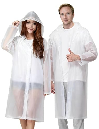 [ 2 Stück ] Regenponcho, Wiederverwendbarer, Tragbarer Unisex-Regencape mit Kapuzen und Ärmeln, EVA Travel Transparent Regenmantel Regenjacke für Fahrrad, Wandern, Camping, Konzert, Stadion, Festival