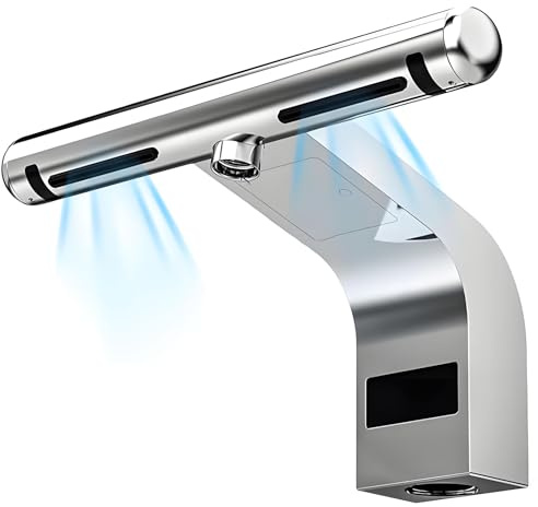 Rubinetto Lavandino Bagno,Flusso e Asciugamani a Sensori,si Attiva Alla Presenza,si Disattiva All'allontanamento,Asciugamano Elettrico Bagno,Regolazione Automatica Freddo/Caldo