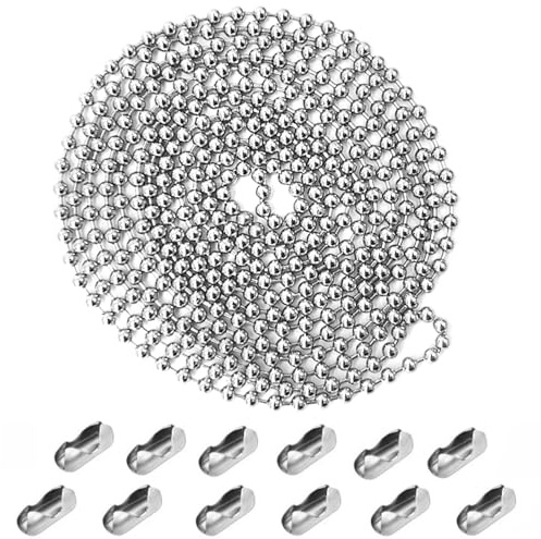 6 Meter Roller Blind Chain 4.5mm Stainless Steel Blind Beads Chain with 12 Pcs Blinds Cord Connector Rust-proof Replacement Chains for Roller and Vertical Blinds Repair Parts
