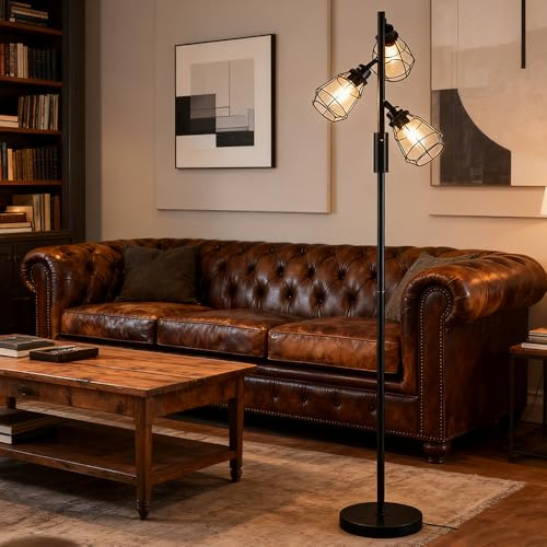 KlkrzJwy Lampadaire 3 Lumières 155 Cm Lampadaire En Bois Lampe Sur Pied Rechargeable Avec E26 Variateur Interrupteur À Télécommande Grande Lumière Pour Salon Chambre Bureau Salle À Manger