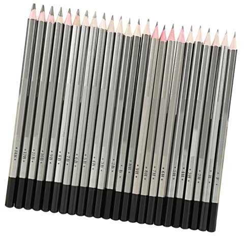 UPALDHOU Juego de Lápices de Bocetos de Arte Profesional, Plomo Resistente a Roturas 9H-14B para Dibujar y Pintar, 24 Piezas