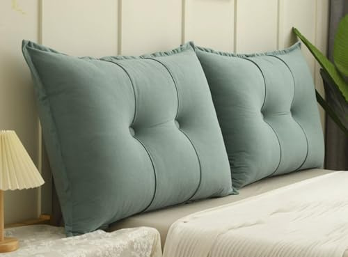 Genérico Cojín de Lectura Cabecero Cama de Chenilla, Almohada Cuña Triangular Respaldo Grande para Sofá Cama y Literas, Funda Lavable para Gaming y Relax(Verde,60x100cm 1pc)