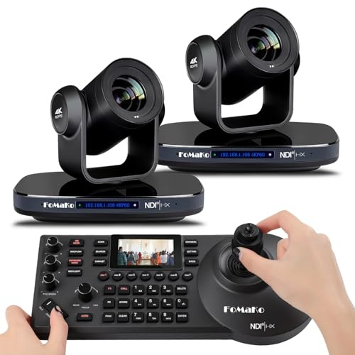 FoMaKo 4K PTZ Bundle NDI Camera 60FPS 20X Optical Zoom + KC608 IP PTZ Controller, 2pcs K820N+1pcs KC608 Pro PTZ Camera Bundle Kit