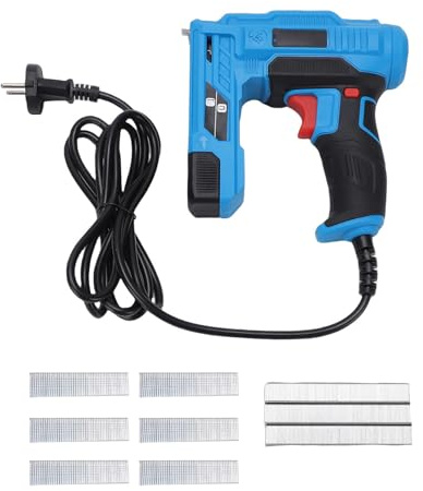 Garosa Elektrisches Nagel- und Tackergerät 2-in-1, Druckluftnagler und -tacker mit Einstellbarer Leistung und Kratzfester Spitze für Holzbearbeitung, Leder, Stoff und Möbelreparatur (EU-Stecker)