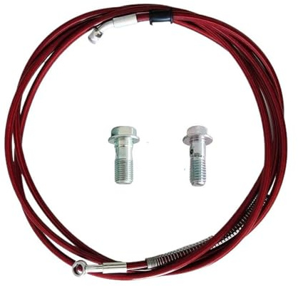 Bremsölschlauch Motorrad Stahlflex Hydraulik Bremsleitung Kupplungsölschlauch Leitung Rohr Rot 30cm-500cm 28°-28° Gewinde M8/M10x1,25mm(200cm)