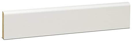 KGM Deckleiste abgerundet – Scheuerleiste Kiefer Massivholz – weiß lackiert – Maße: 2400 x 10 x 58 mm – 1 Stück