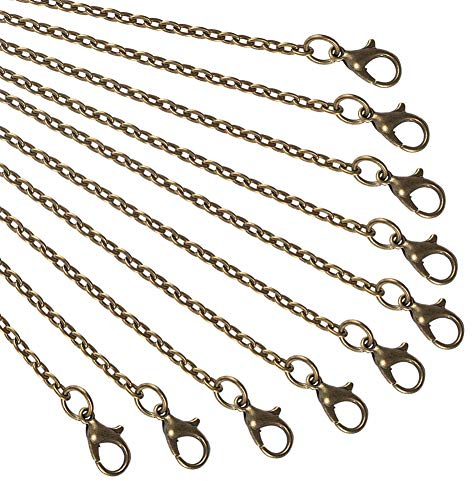 NBEADS Halskette, 10 Stück, 80 cm, Antik-Bronze-Draht, Kette mit Karabinerverschluss, für Anhänger, Halskette, Armband, DIY Schmuckherstellung