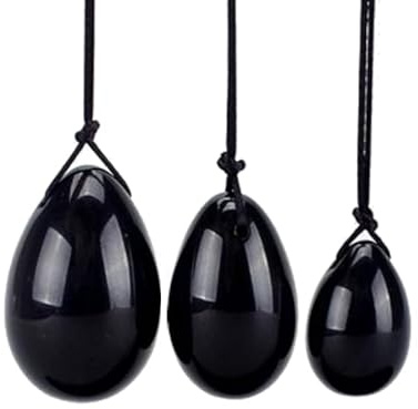 Natural Jade Yoni Egg Set Women Kegel Exerciser Vaginal Muscles Tightening Ball Crystal Rose Quartz Ben Wa Ball,Obsidian
