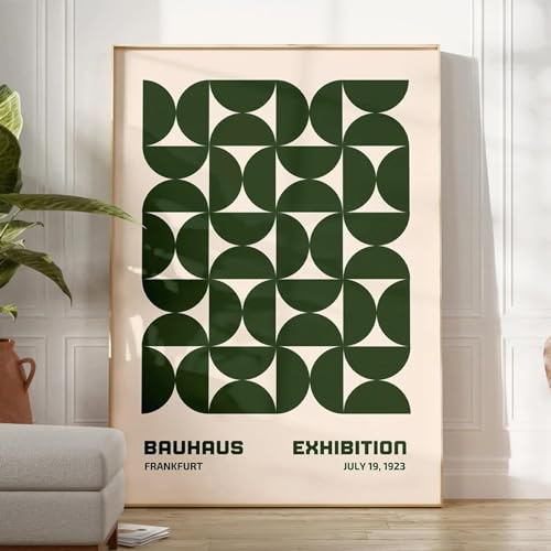 KemneT Bauhaus-Poster grüne Farbe geometrische Poster Kunstdrucke moderne minimalistische Wand Bilder abstrakte Leinwandbild Bilder Wohnzimmer Heimdekoration 50 x 70 cm ungerahmt