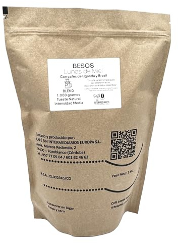 CAFE SIN INTERMEDIARIOS - Besos - Caffè di Colombia per macchine a filtro o americane 1Kg - Tostatura settimanale - Confezionato e macinato alla spedizione - Intensità di sapore media