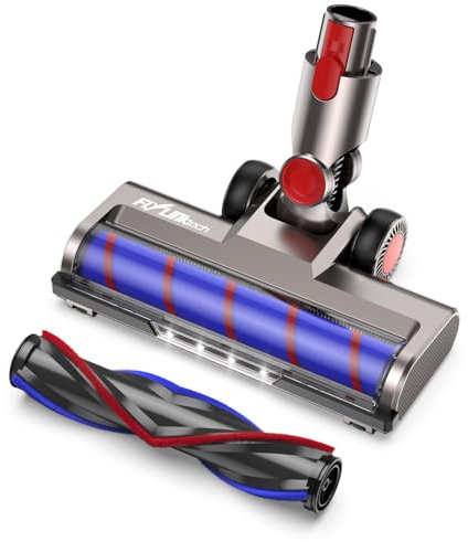 Brosse Compatible avec Aspirateur Dyson V7 V8 V10 V11 V15, FLYLINKTECH Brosse Dyson Flexible et Pivotante à 180° avec 4 Lampes Frontales LED et 2 Rouleaux de Remplacement - Garantie 1 An