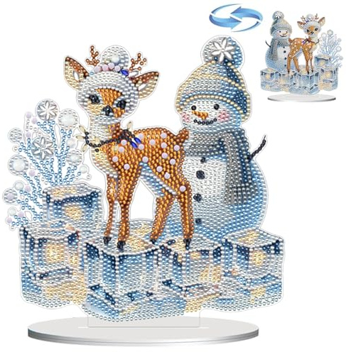 QUANMAITONG DIY Diamond Painting Weihnachten Tischdeko, 5D Diamant Painting für Erwachsene, Adventskalender Winter Dekor Geschenke (B)